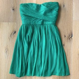 J. Crew cocktail dress. Emerald/Kelly green. Silk/crepe. Petite 4.